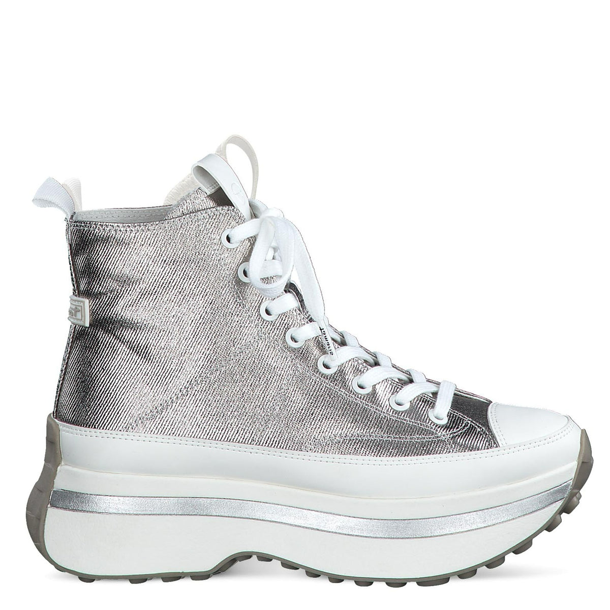 Metallic high hotsell top sneakers womens