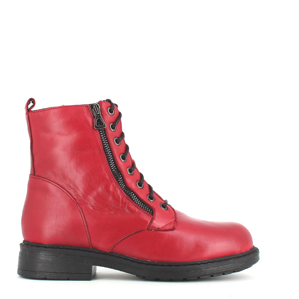 Leather boots best sale red laces