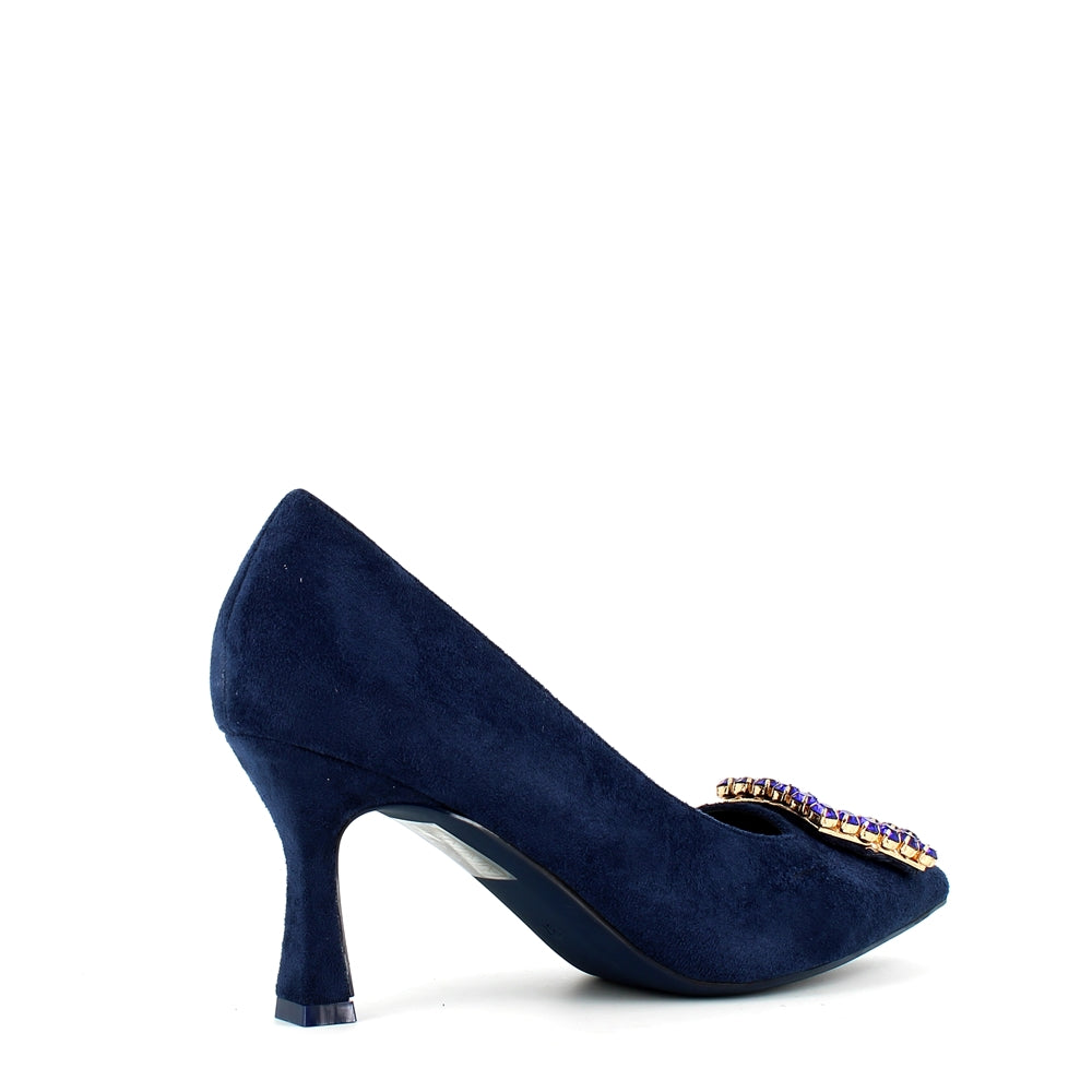 Cinders Edit High Heel Court with Buckle Navy Cinders Shoe Heaven