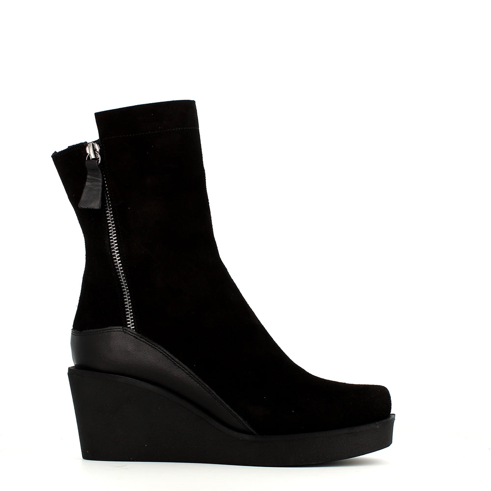 Black wedge calf boots best sale