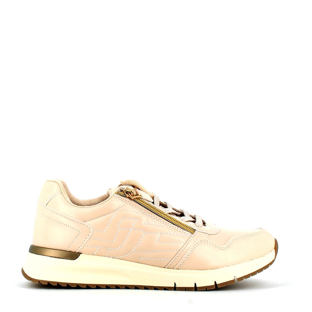 Safety Jogger Low Wedge Wide Fitting Trainer Beige Cinders Shoe Heaven
