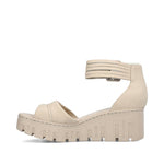 Rieker Wedge with Ankle Strap Pearl Beige