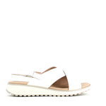Caprice Low Wedge Criss Sandal White Patent