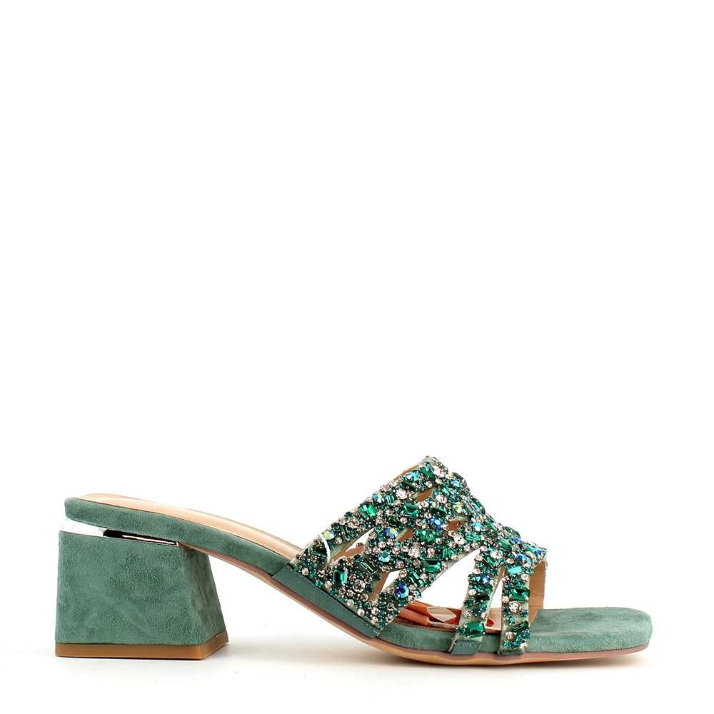 Alma En Pena Crystal Mule Jade Cinders Shoe Heaven