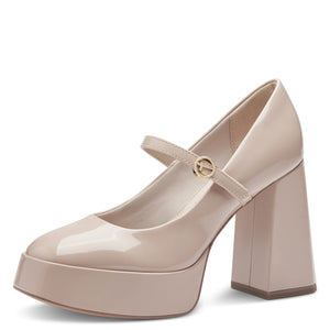 Tamaris Platform Mary Jane Nude Patent