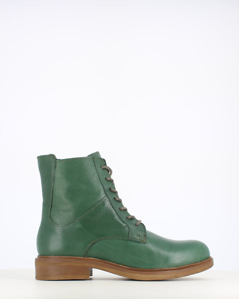 Cinders Edit Laced Leather Ankle Boot Dk Green