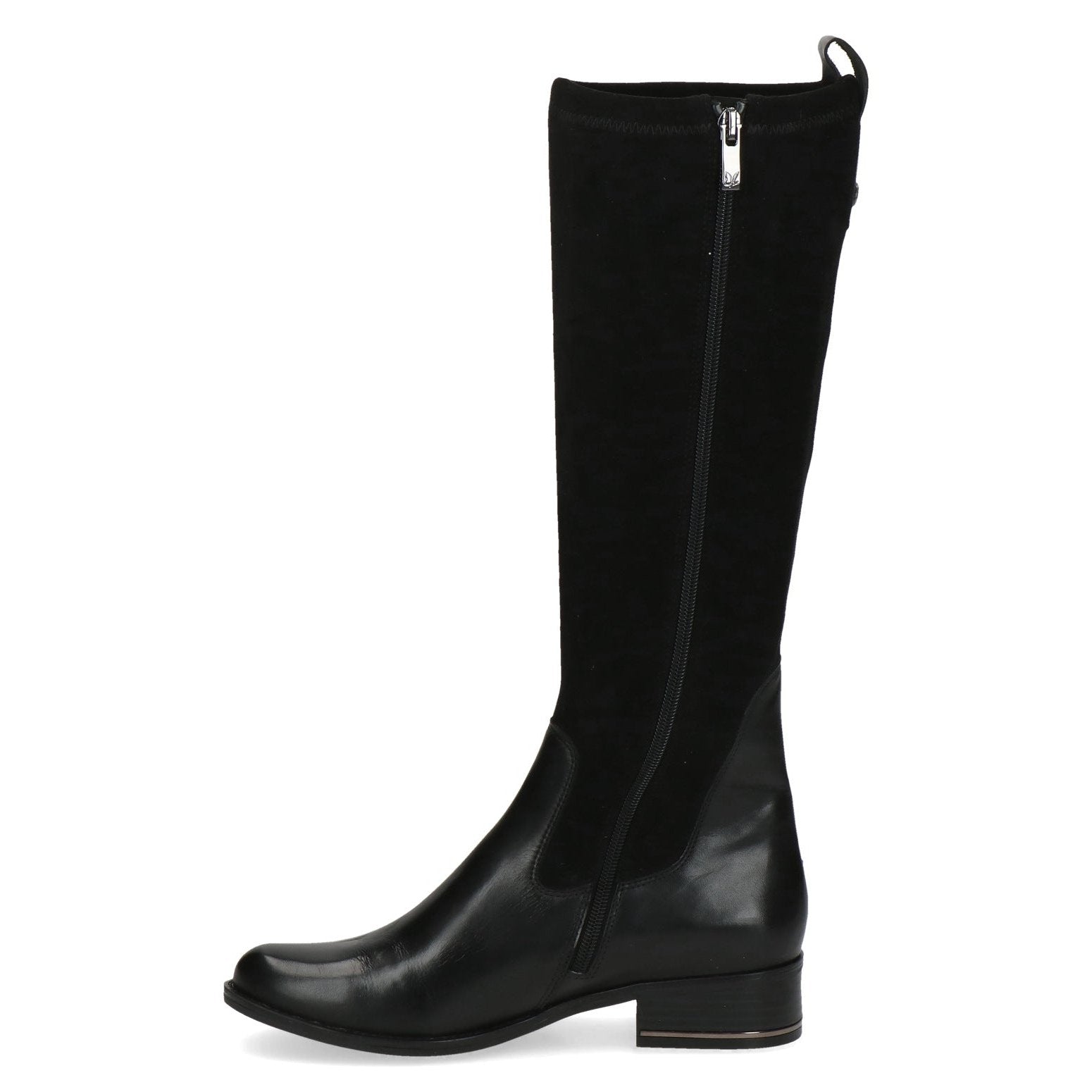 Caprice Leather & Stretch Knee High Black