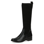 Caprice Leather & Stretch Knee High Black