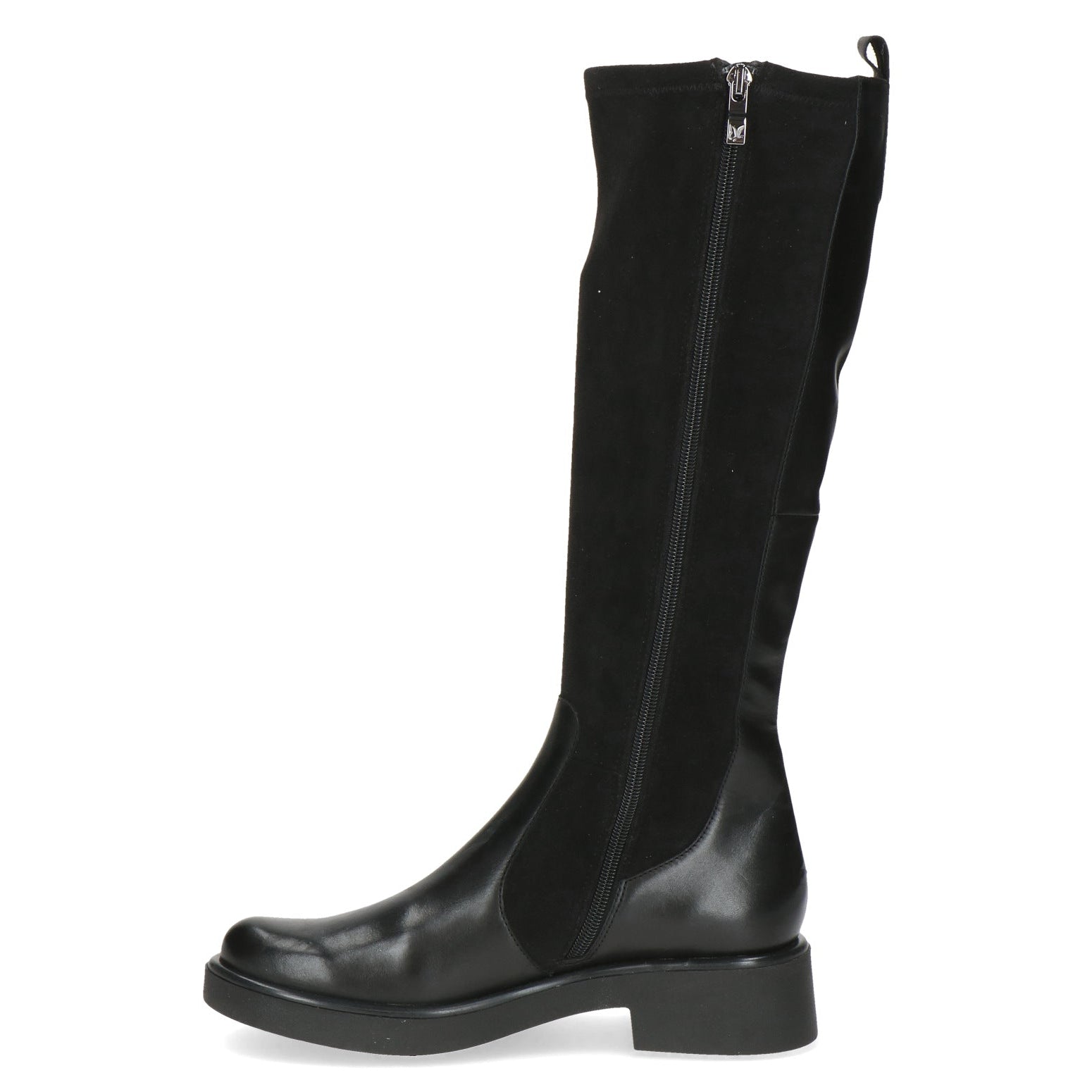 Caprice Low Heel Knee High Black Comb