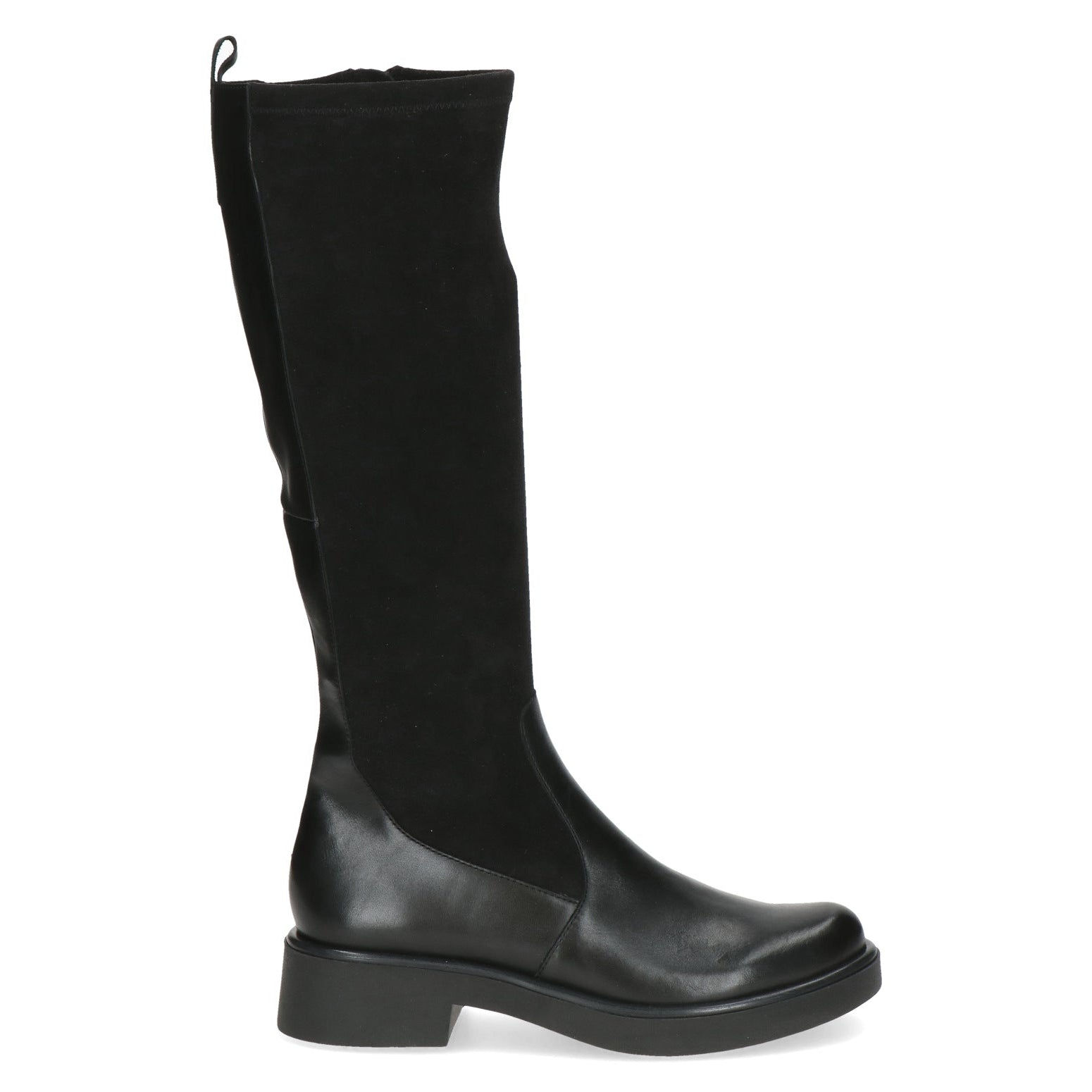 Caprice Low Heel Knee High Black Comb
