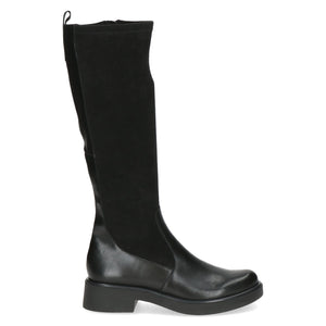 Caprice Low Heel Knee High Black Comb