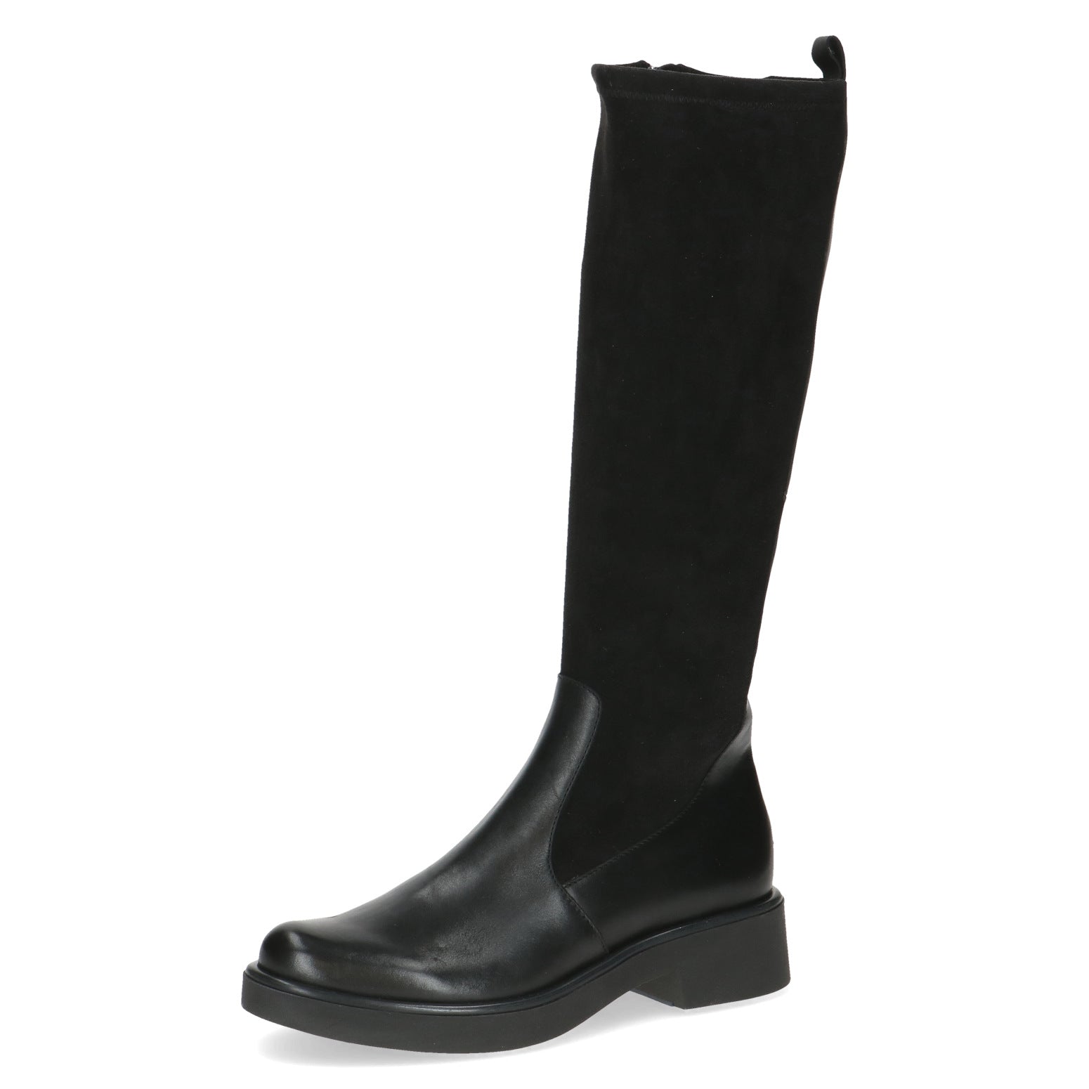 Caprice Low Heel Knee High Black Comb