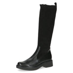 Caprice Low Heel Knee High Black Comb