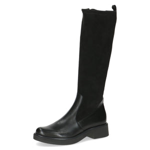 Caprice Low Heel Knee High Black Comb