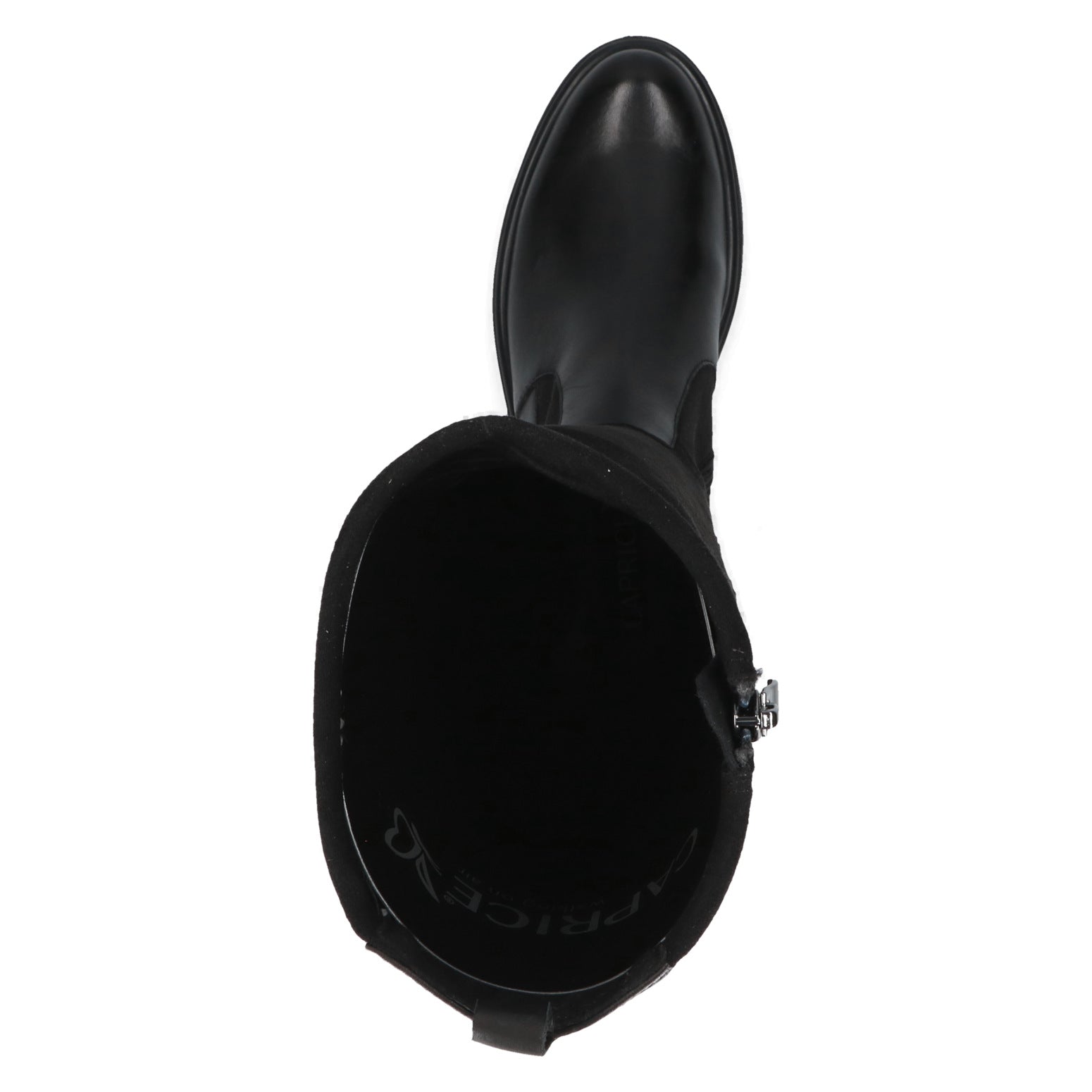 Caprice Low Heel Knee High Black Comb