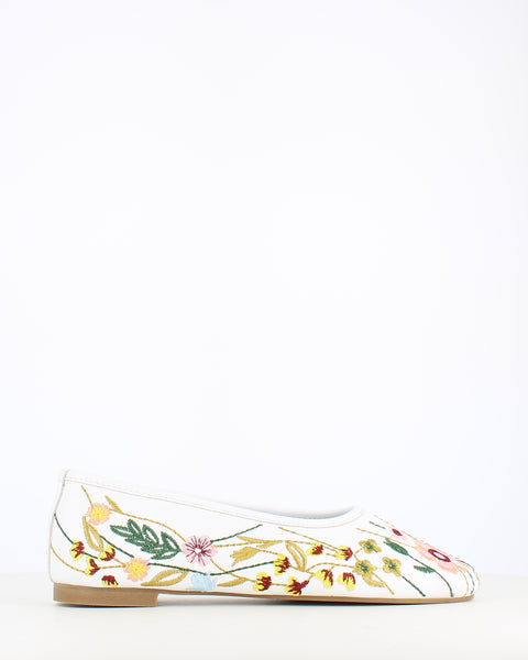 Cinders Edit Floral Ballerina Pump White