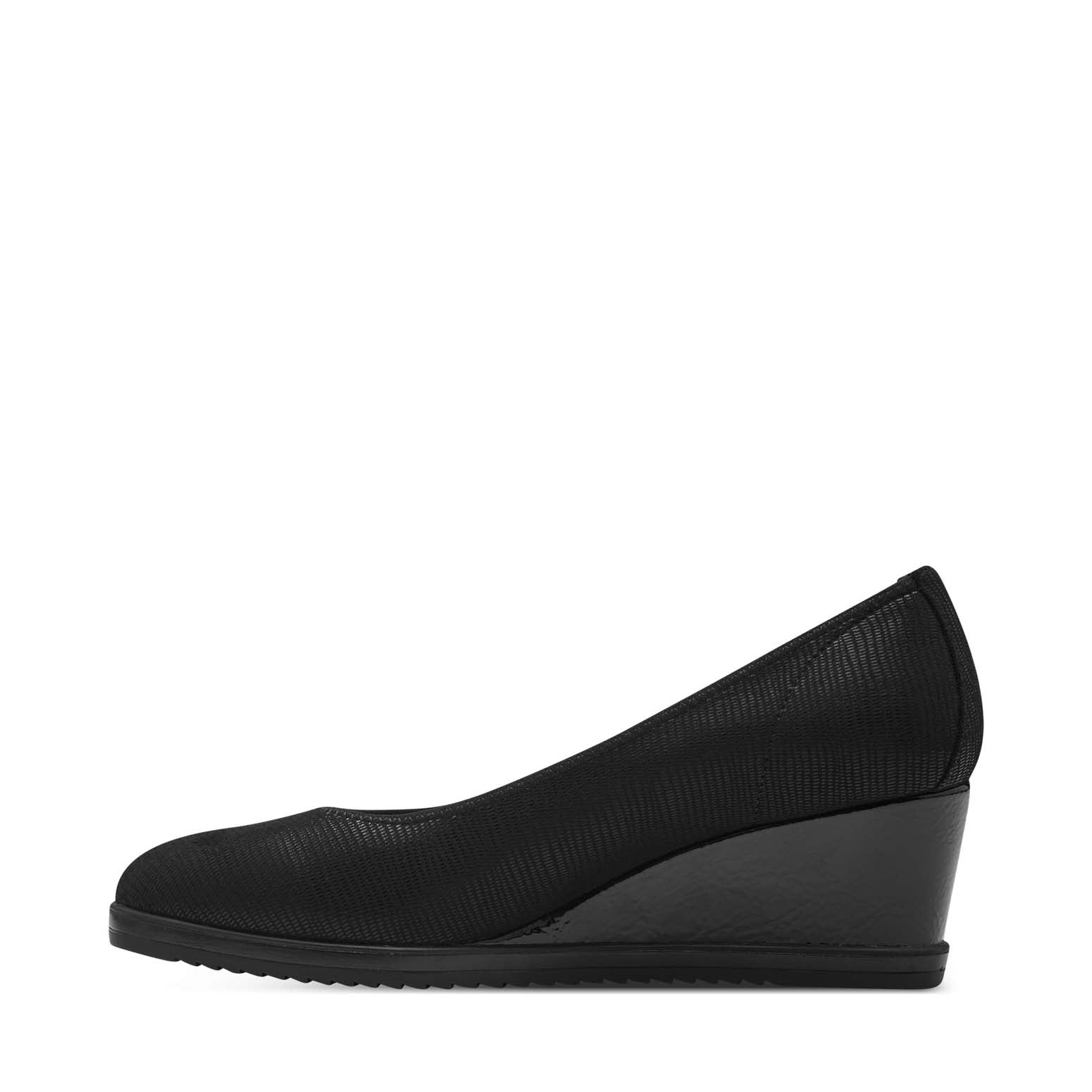 Tamaris Classic Wedge Shoe Black Textile