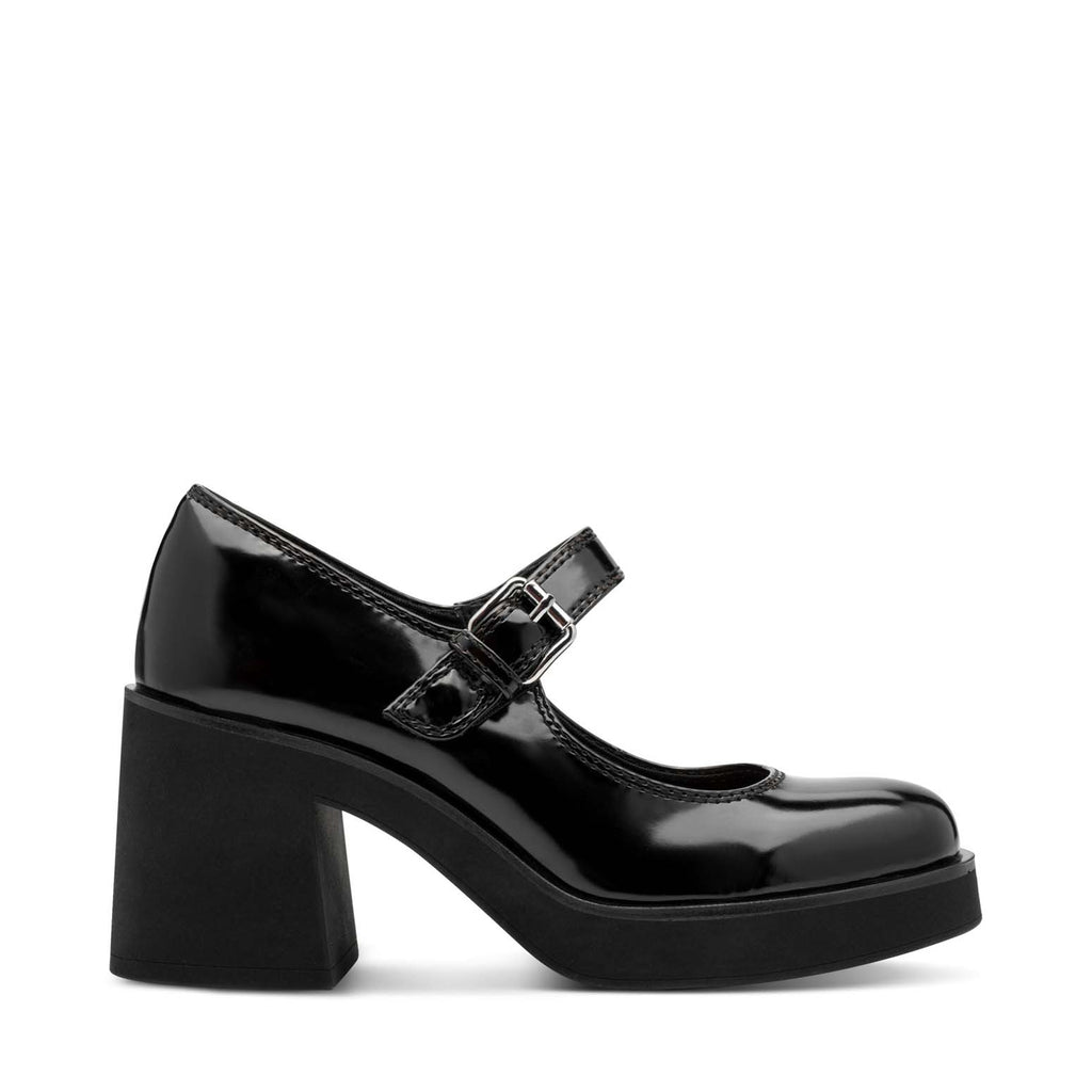 Tamaris Chunky Mary Jane Black Patent