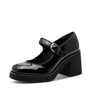 Tamaris Chunky Mary Jane Black Patent