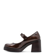 Tamaris Chunky Mary Jane Brown Patent