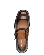 Tamaris Chunky Mary Jane Brown Patent