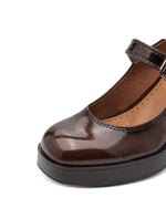 Tamaris Chunky Mary Jane Brown Patent