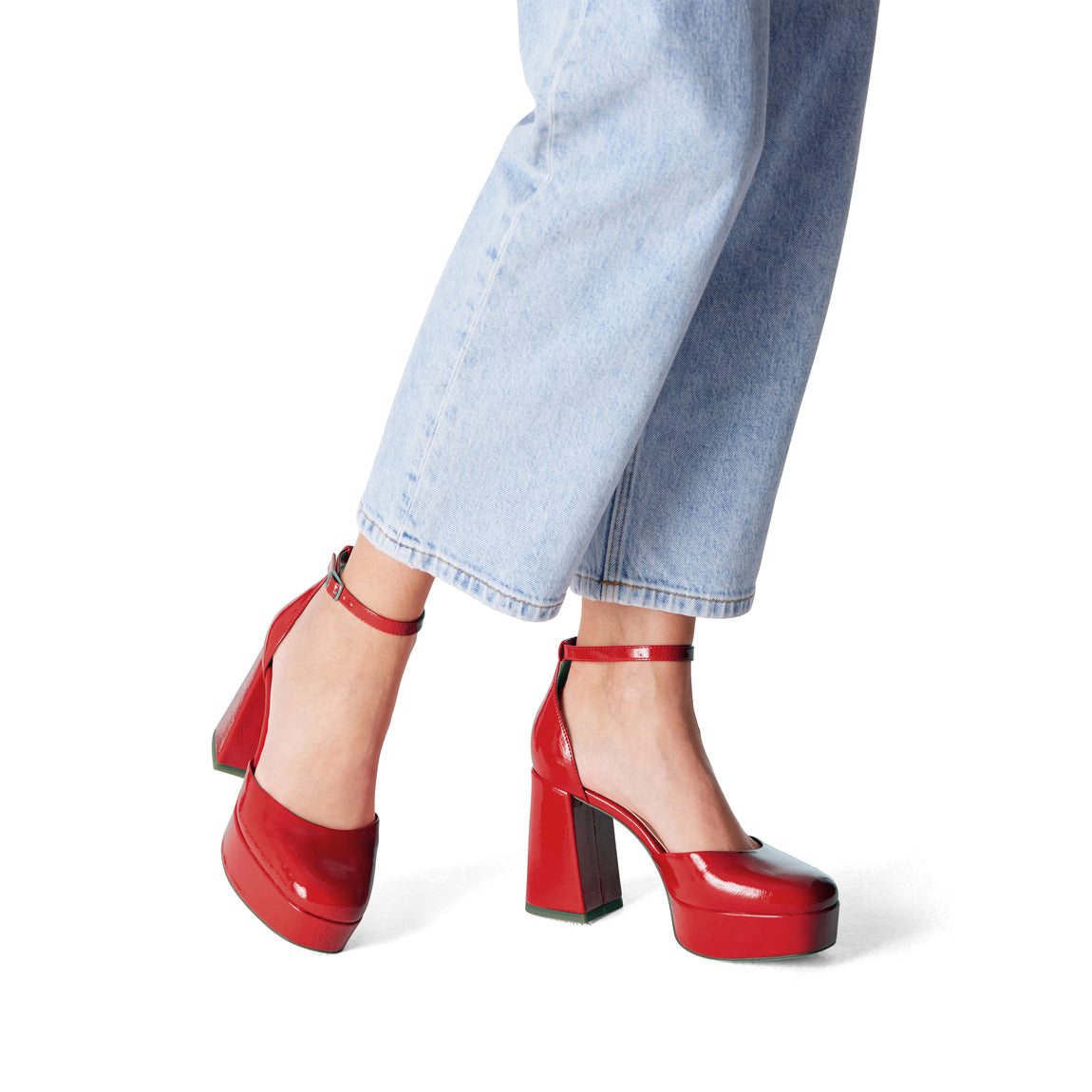 Tamaris Platform Shoe with Ankle Strap Red