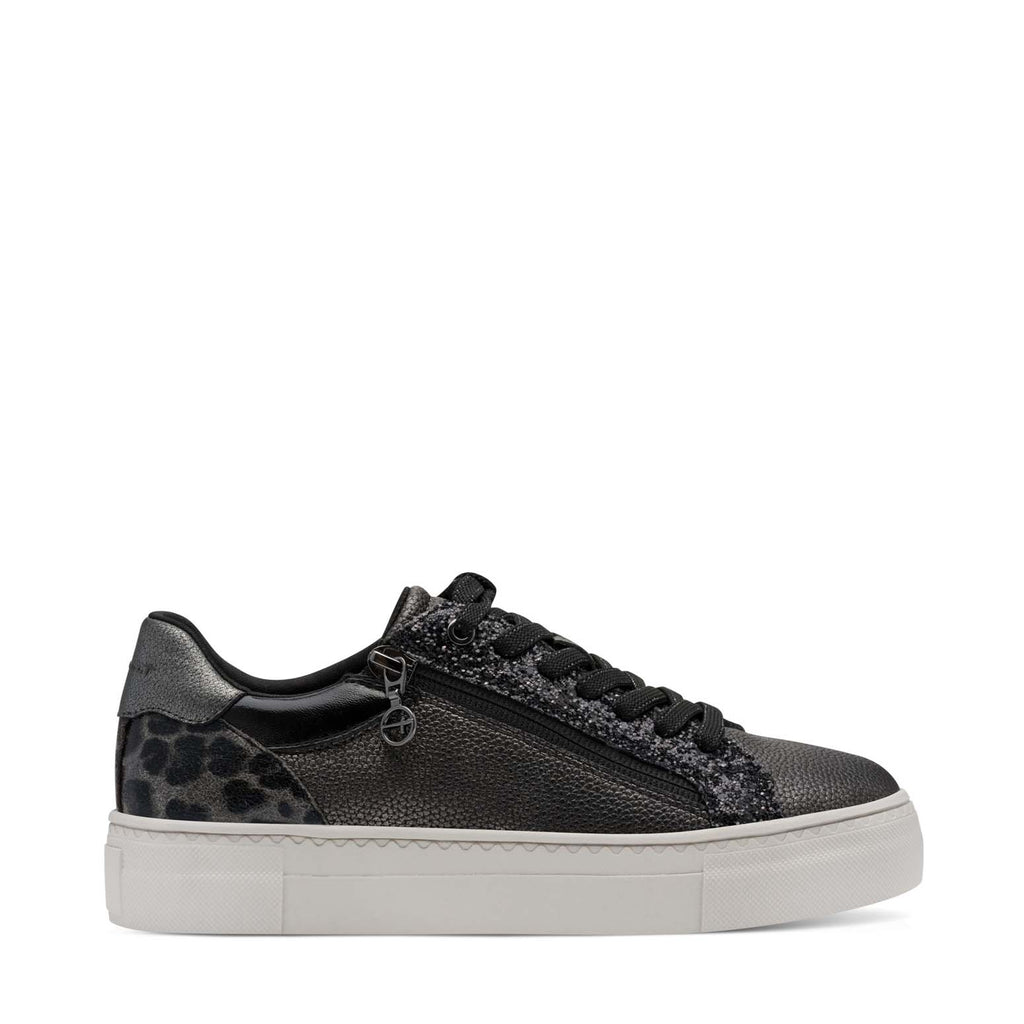 Tamaris Classic Flatform Trainer Pewter Comb