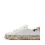 Tamaris Laced Trainer White Gold Weave