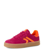 Tamaris Suede Laced Trainer Pink Neon