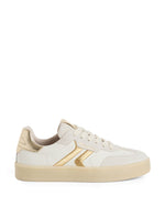 Tamaris Leather Laced Trainer White Light Gold