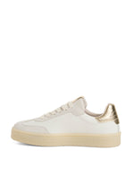 Tamaris Leather Laced Trainer White Light Gold