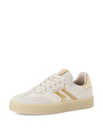 Tamaris Leather Laced Trainer White Light Gold