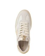 Tamaris Leather Laced Trainer White Light Gold