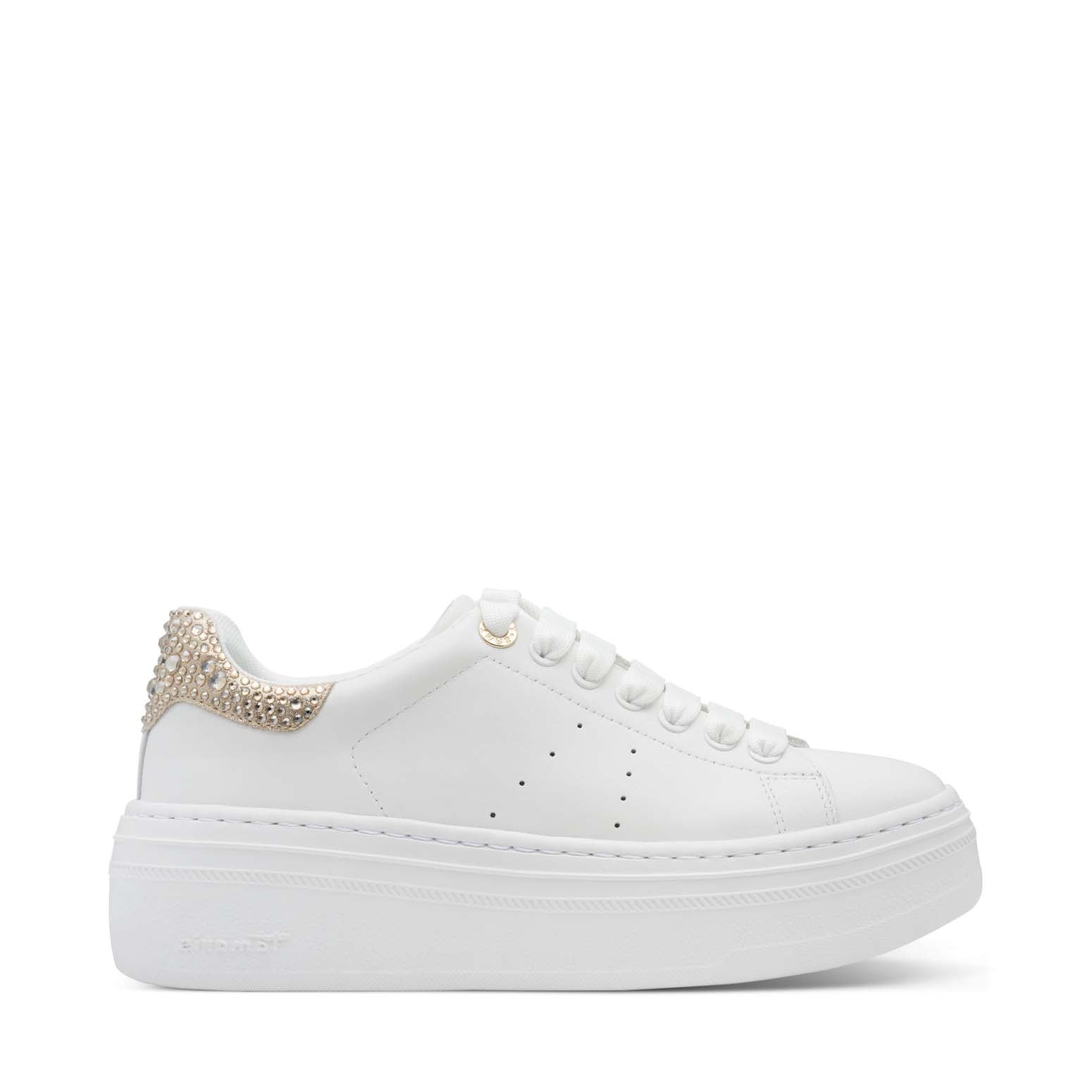 Tamaris Flatform Laced Trainer White Champagne