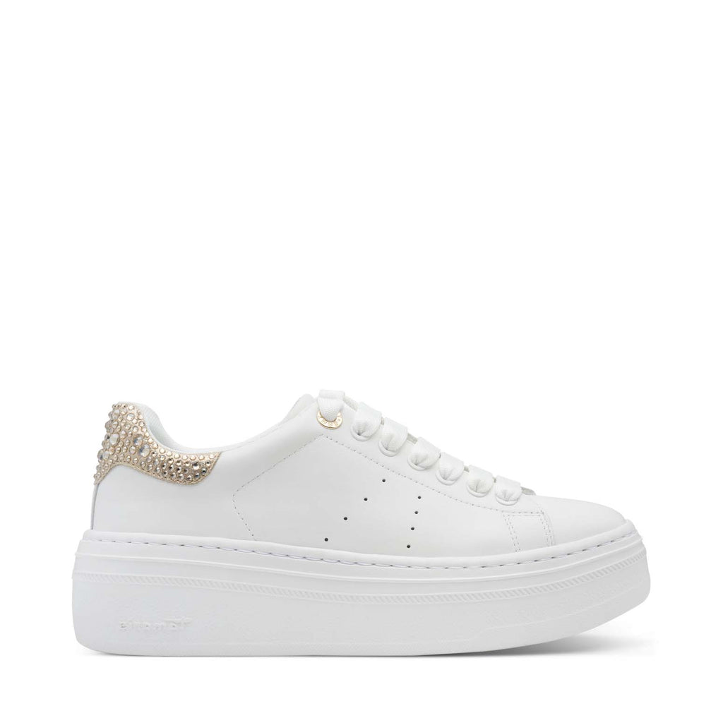 Tamaris Flatform Laced Trainer White Champagne