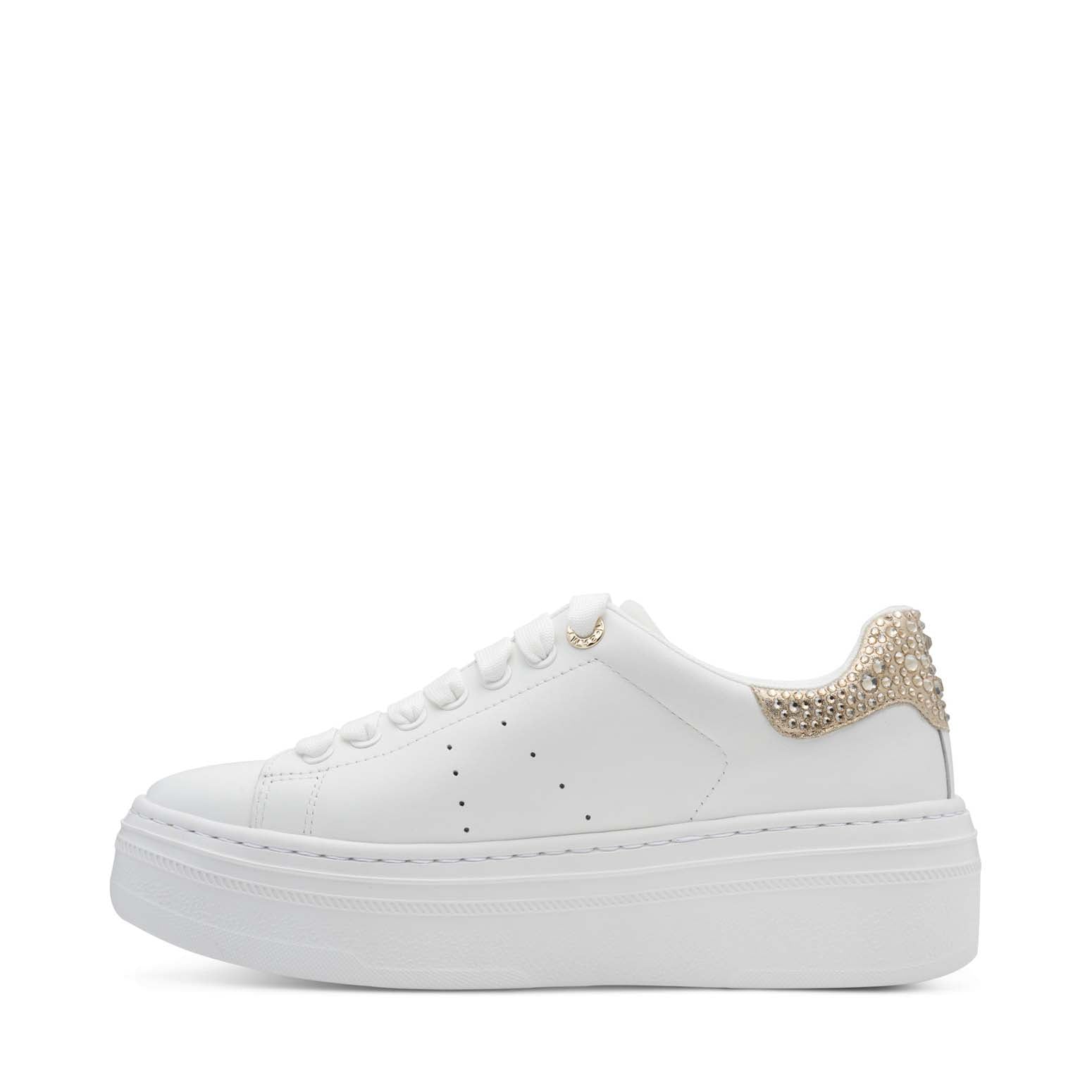 Tamaris Flatform Laced Trainer White Champagne