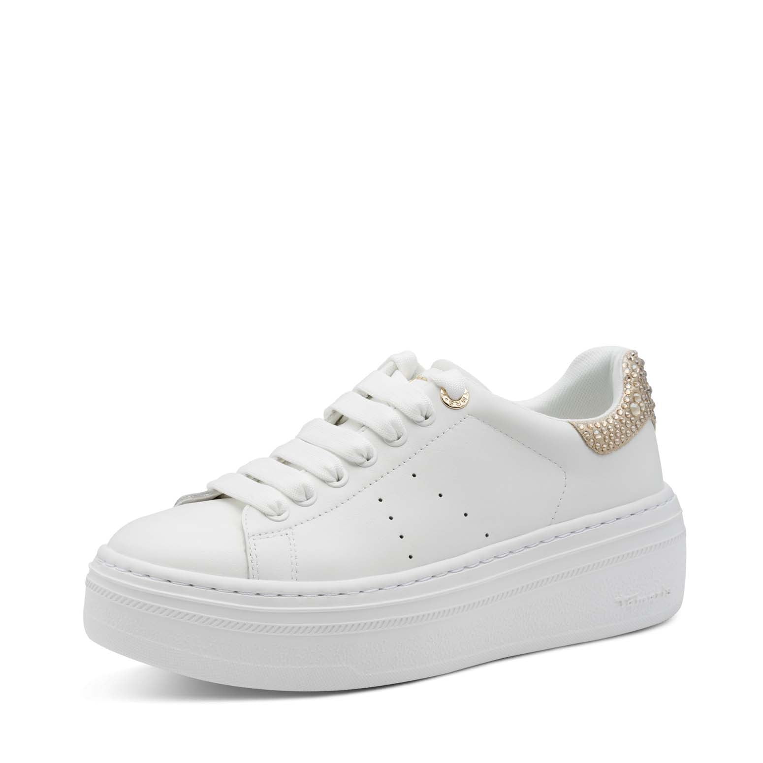 Tamaris Flatform Laced Trainer White Champagne