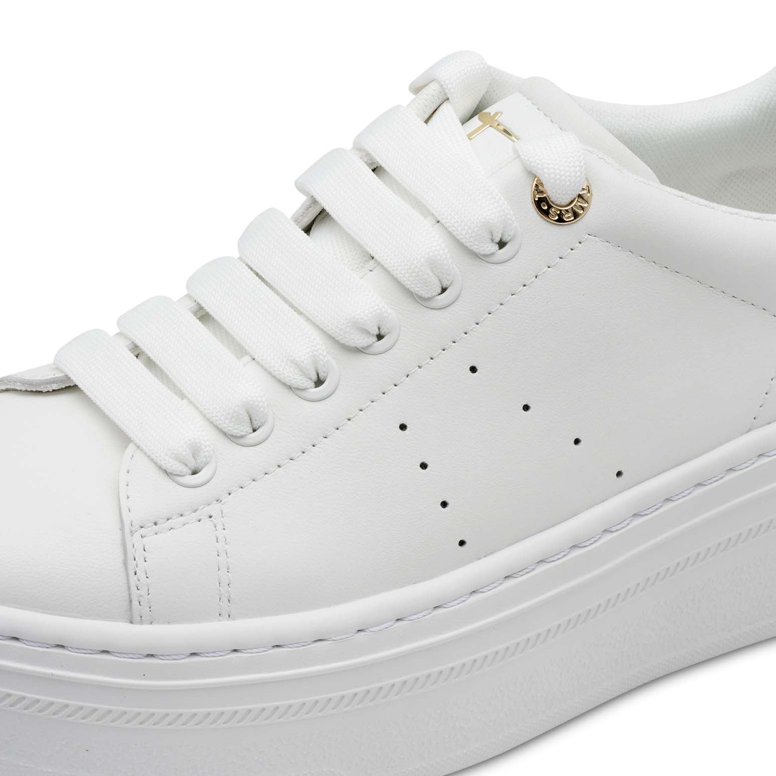 Tamaris Flatform Laced Trainer White Champagne