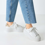 Tamaris Flatform Laced Trainer White Champagne