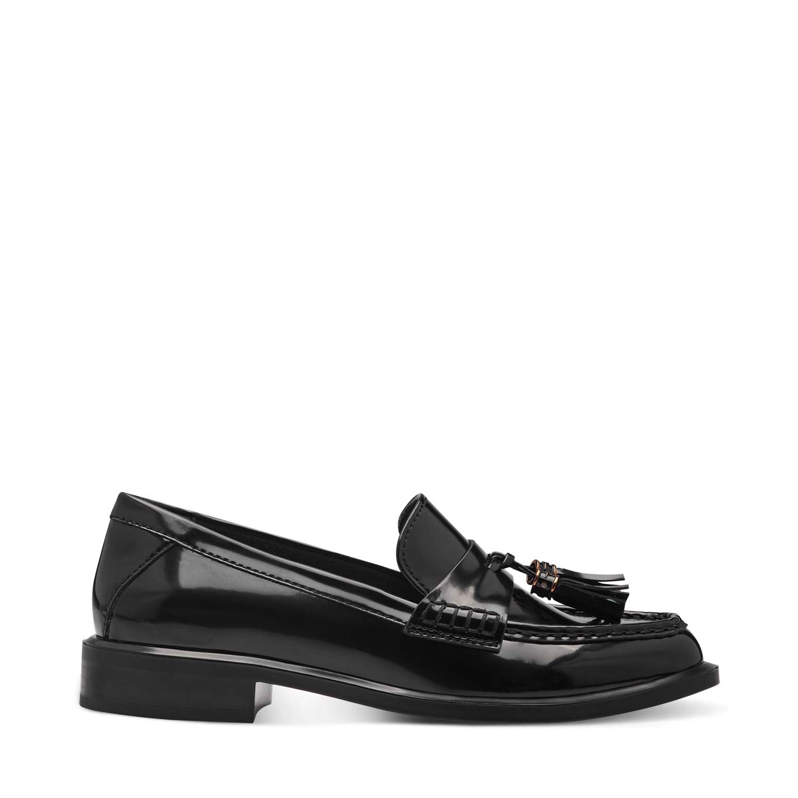 Tamaris Classic Loafer with Tassel Black Patent