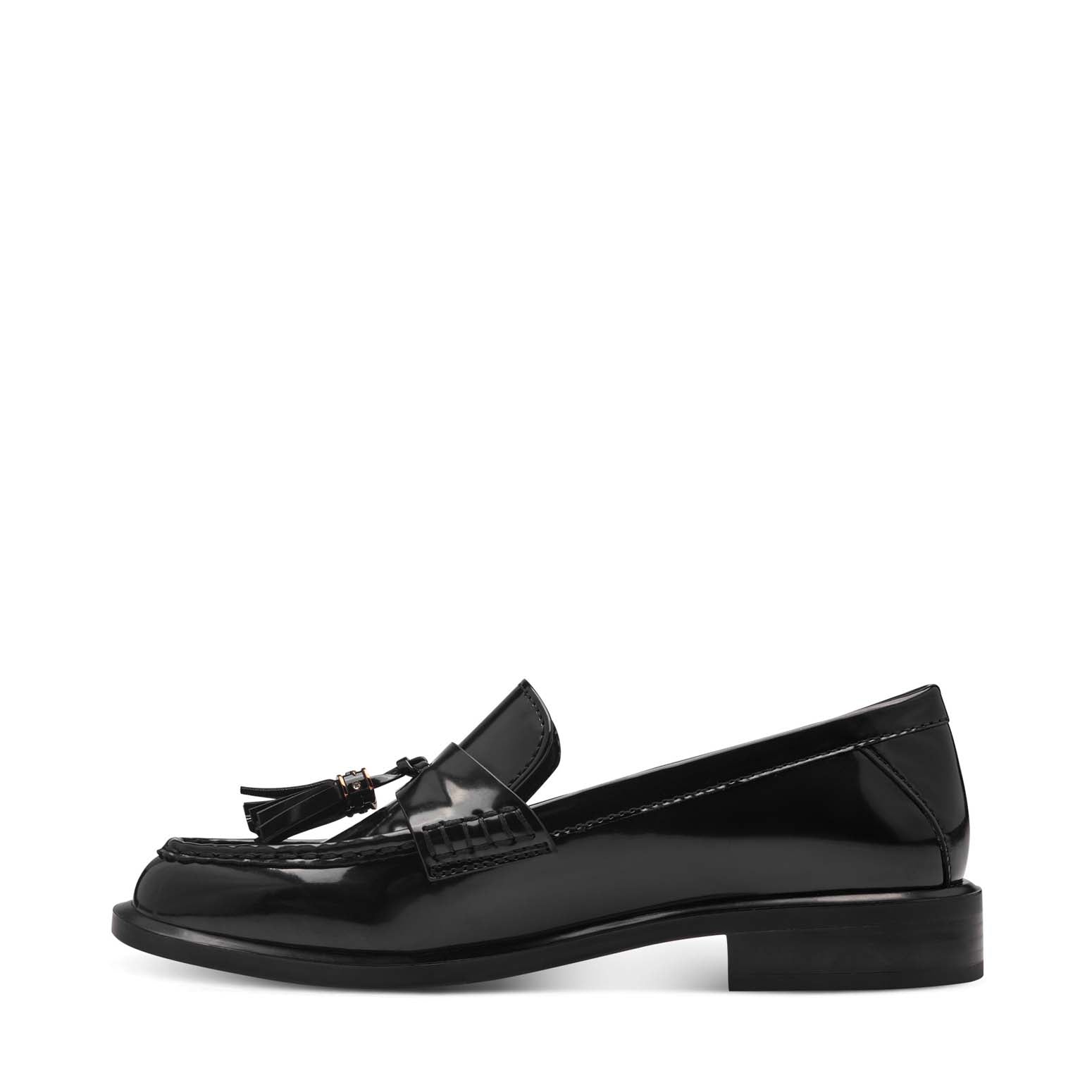 Tamaris Classic Loafer with Tassel Black Patent