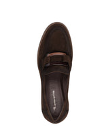 Tamaris Suede Large Buckle Loafer Mocca