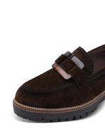 Tamaris Suede Large Buckle Loafer Mocca