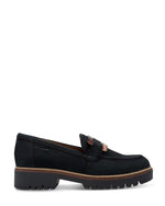 Tamaris Suede Large Buckle Loafer Navy
