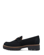 Tamaris Suede Large Buckle Loafer Navy