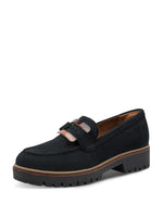 Tamaris Suede Large Buckle Loafer Navy