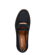 Tamaris Suede Large Buckle Loafer Navy