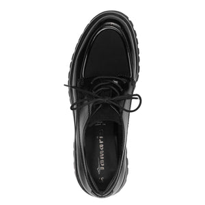 Tamaris Chunky Zip Brogue Black Patent