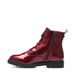 Tamaris Laced Ankle Boot Patent Bordeaux